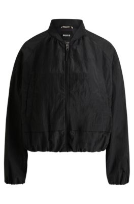 Crinkle-fabric jacket with Double B monogram, Black