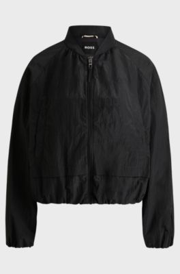Crinkle-fabric jacket with Double B monogram, Black