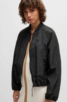 Crinkle-fabric jacket with Double B monogram, Black