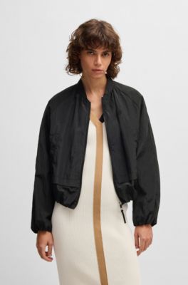 Crinkle-fabric jacket with Double B monogram, Black