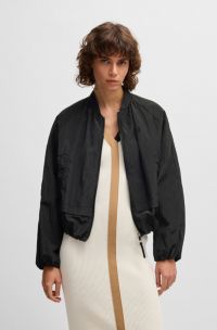 Crinkle-fabric jacket with Double B monogram, Black