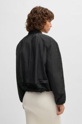Crinkle-fabric jacket with Double B monogram, Black