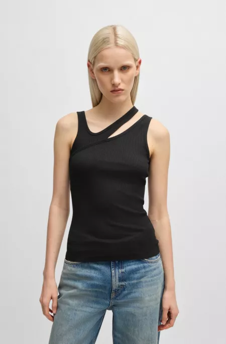 Ribbed tank top with cut-out detail