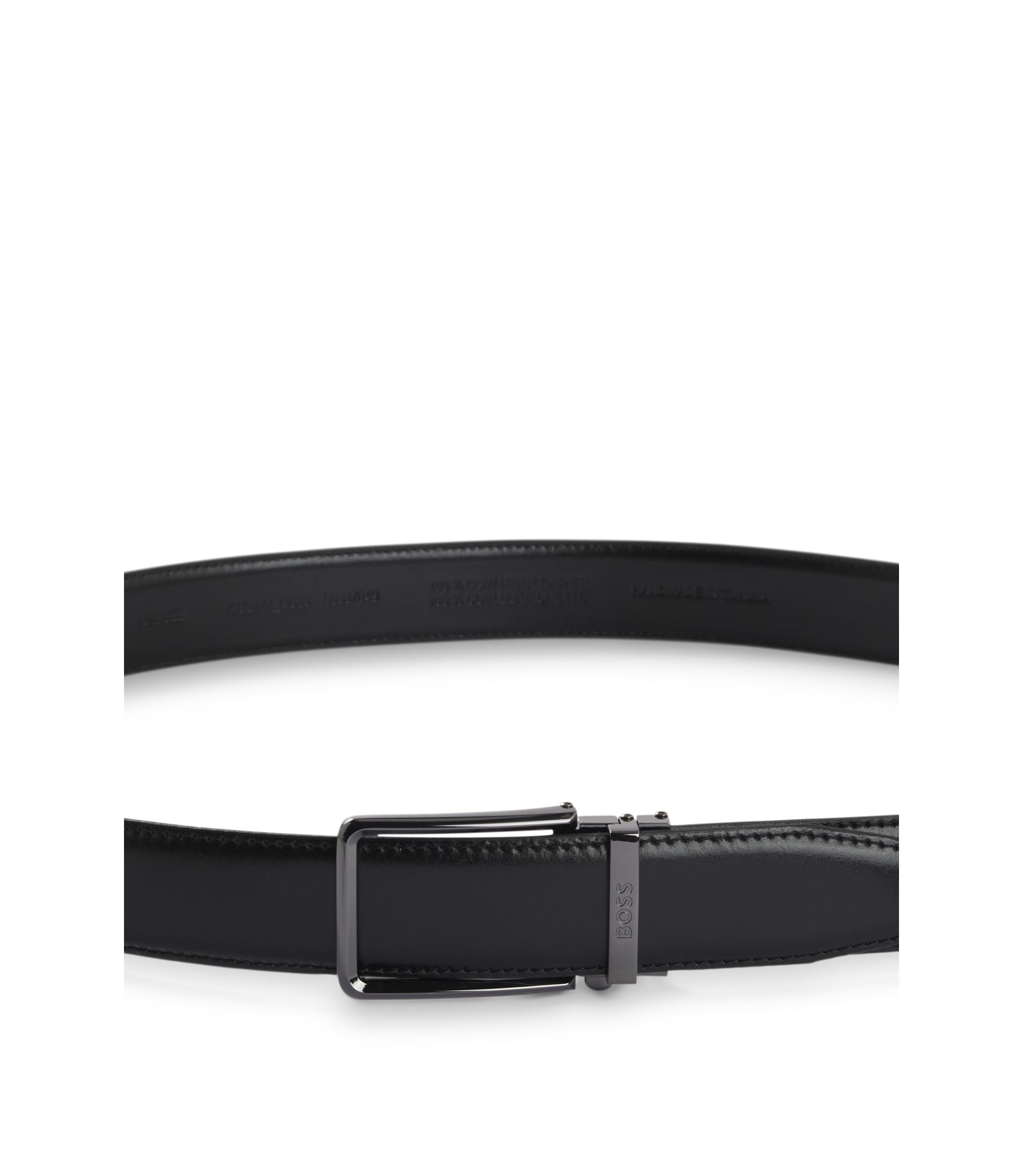 ブラックレザー ベルト ロゴ付き FFスクエアベルト レザー ブラック | Fendi