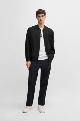 Veste en tissu froiss&eacute; extensible, Noir