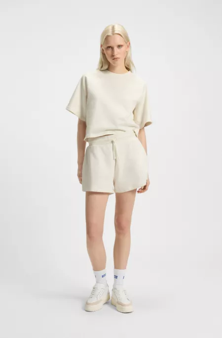 Cotton-terry T-shirt with Happy HUGO logo