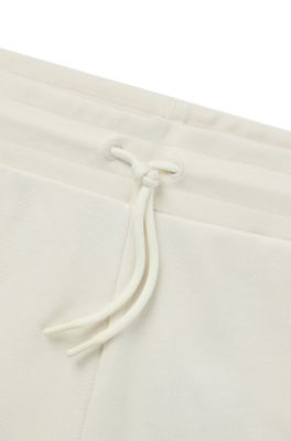 Cotton-terry shorts with Happy HUGO logo, Natural