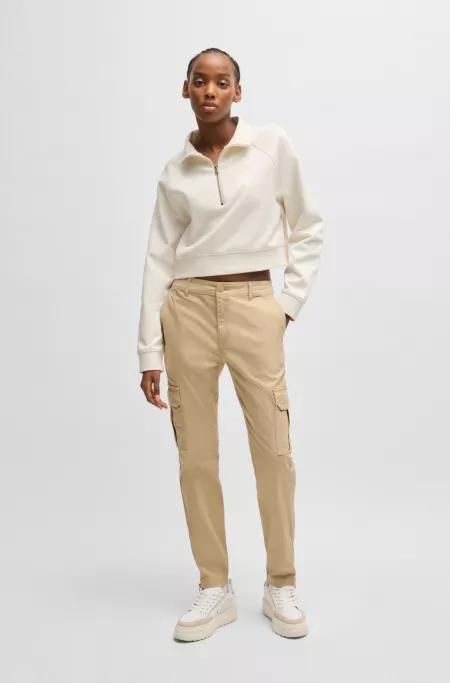 Cropped sweatshirt in cotton terry with embroidered logo