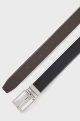Reversible belt in Italian leather, Black