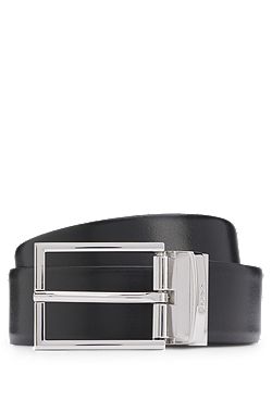 Reversible Italian leather belt with two textures