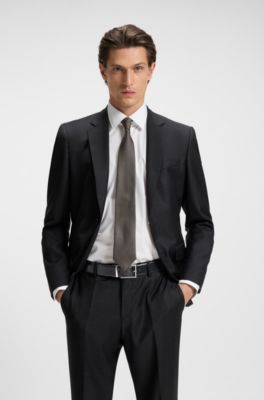 Reversible Italian leather belt with two textures, Black