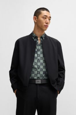 Italian-leather reversible belt with plaque buckle, Black