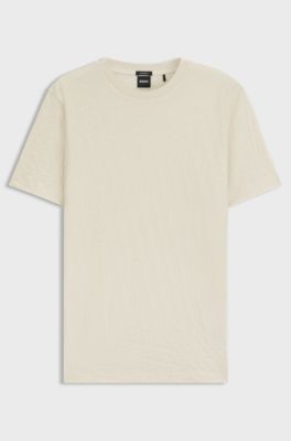 Monogram-jacquard T-shirt in mercerised cotton, Natural
