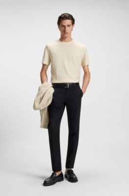 Monogram-jacquard T-shirt in mercerised cotton, Natural