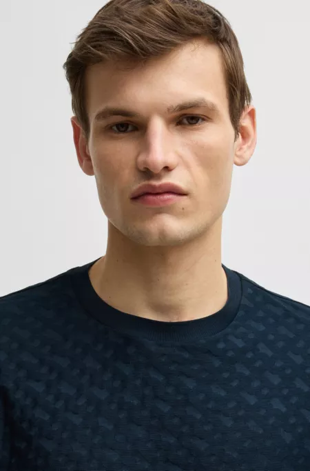 Monogram-jacquard T-shirt in mercerised cotton