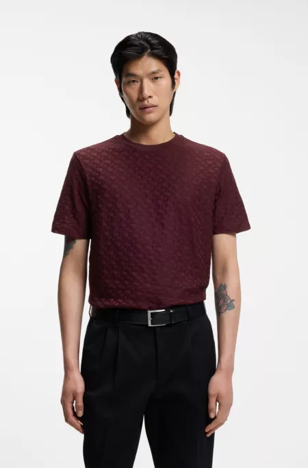 Monogram-jacquard T-shirt in mercerised cotton