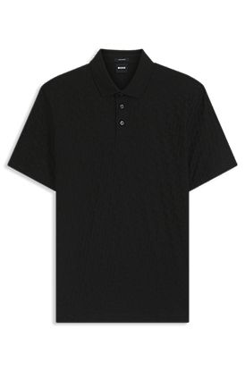 Cotton polo shirt with tonal monogram jacquard