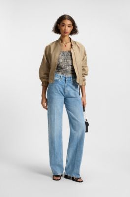 Mesh top with built-in corset, Patterned