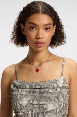 Mesh top with built-in corset, Patterned