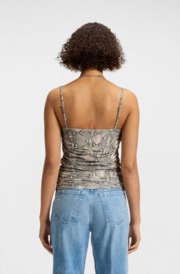 Mesh top with built-in corset, Patterned