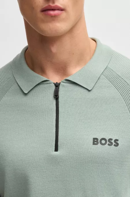 Active slim-fit knit polo with moisture management