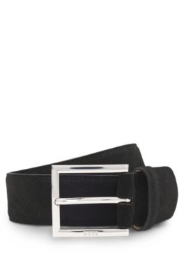 Dressletic leather belt with concealed elastic, Black