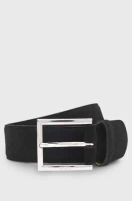 Dressletic leather belt with concealed elastic, Black