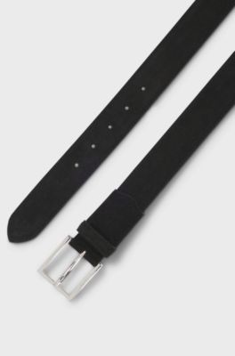 Dressletic leather belt with concealed elastic, Black