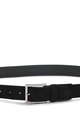 Dressletic leather belt with concealed elastic, Black