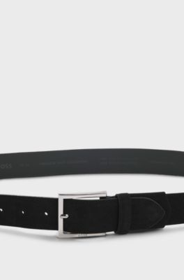 Dressletic leather belt with concealed elastic, Black