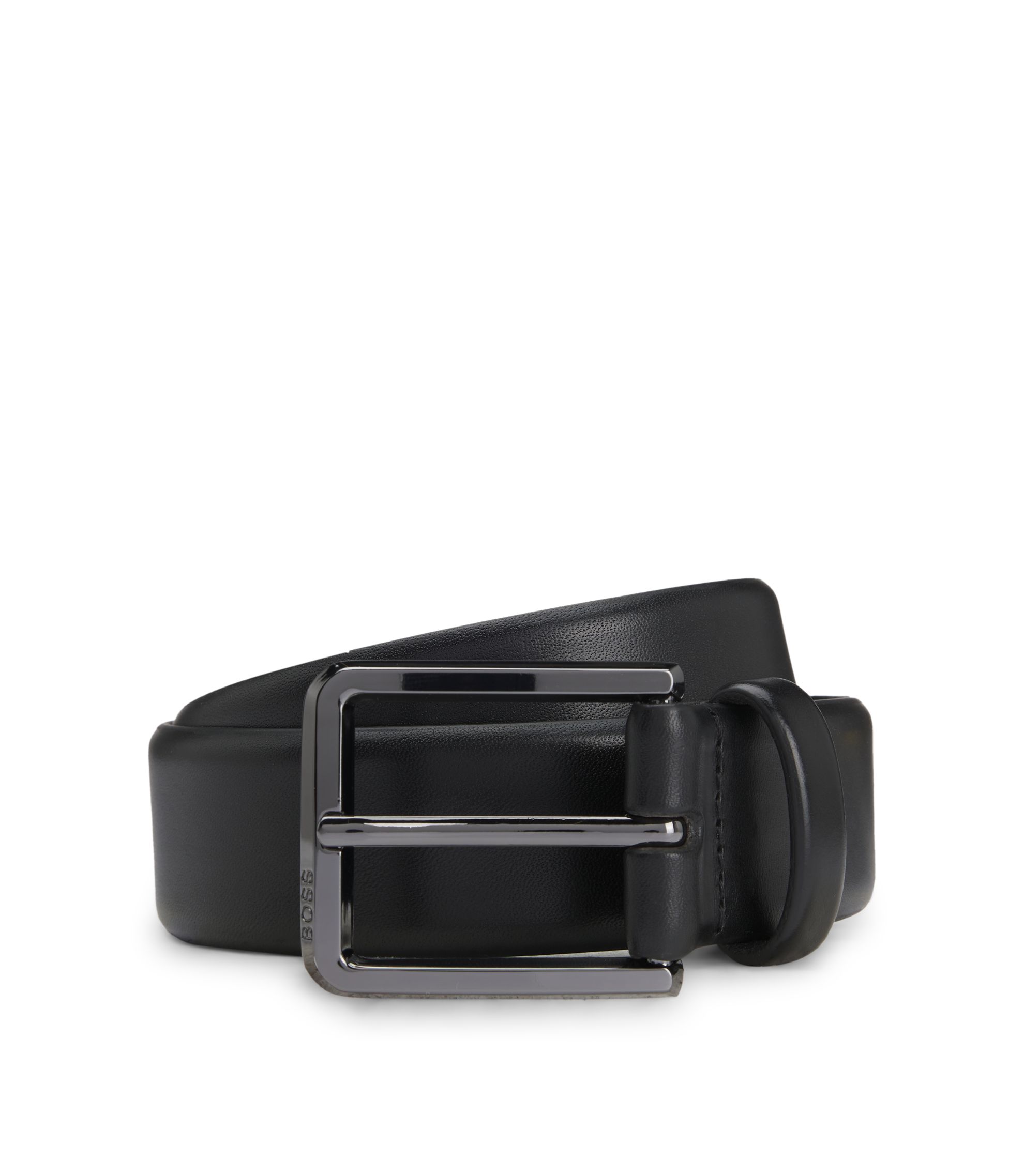 Gürtel aus italienischem Leder mit polierter Schließe aus Metall