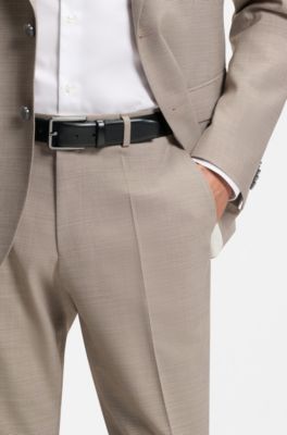 Italian-leather belt with polished gunmetal buckle, Black
