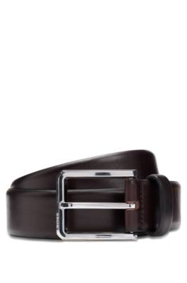 Italian-leather belt with polished gunmetal buckle 1