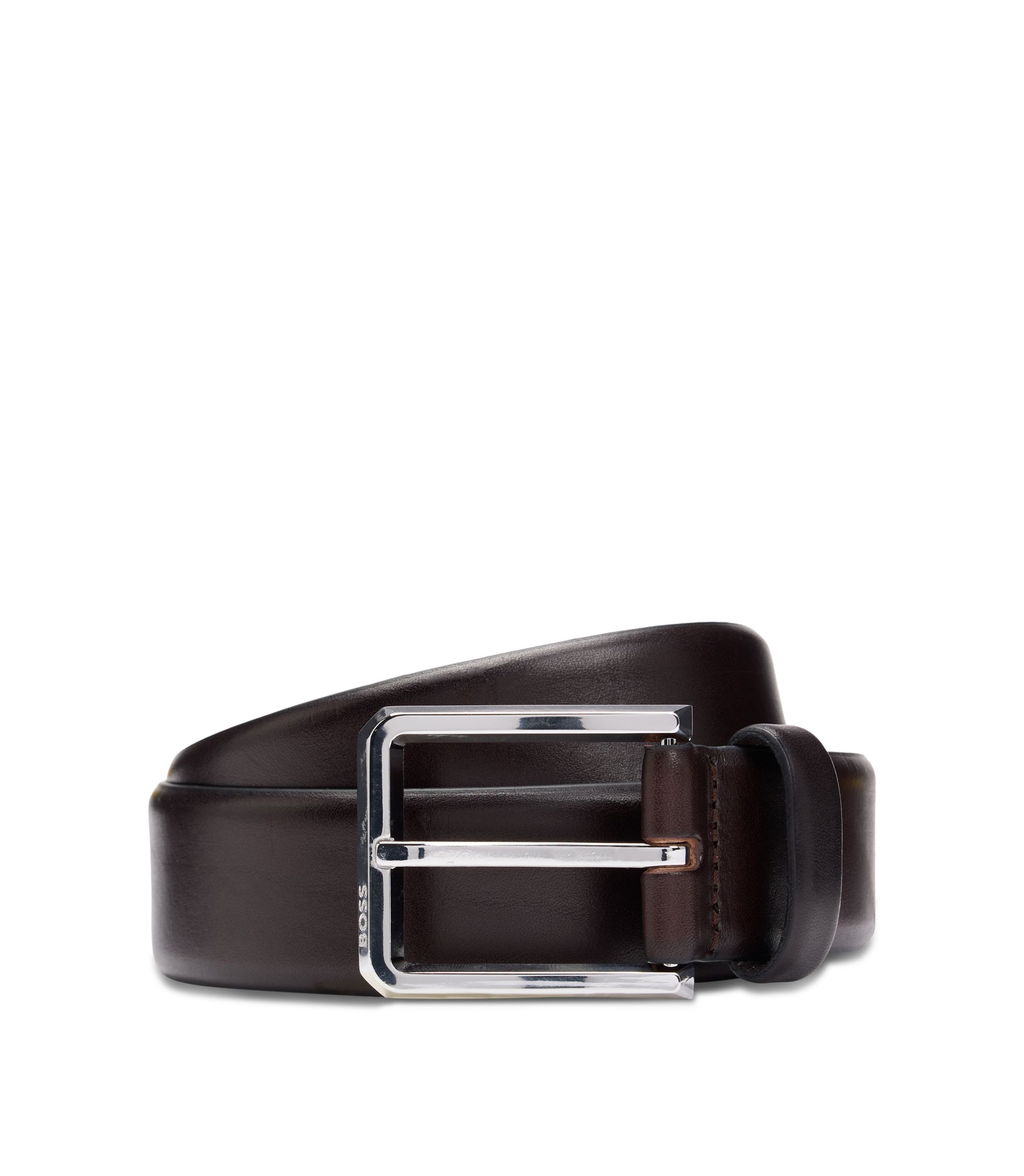 Gürtel aus italienischem Leder mit polierter Schließe aus Metall
