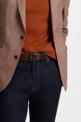 Italian-leather belt, Dark Brown