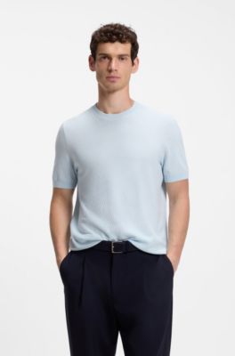 Suede belt with logo-engraved gunmetal buckle, Dark Blue