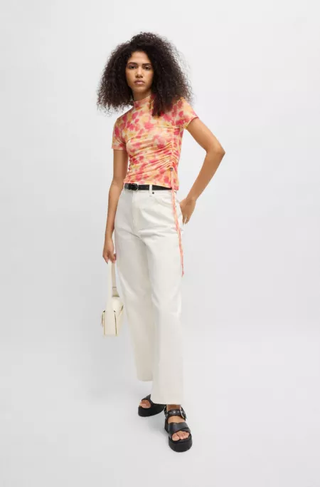 Printed-mesh top with gathered side