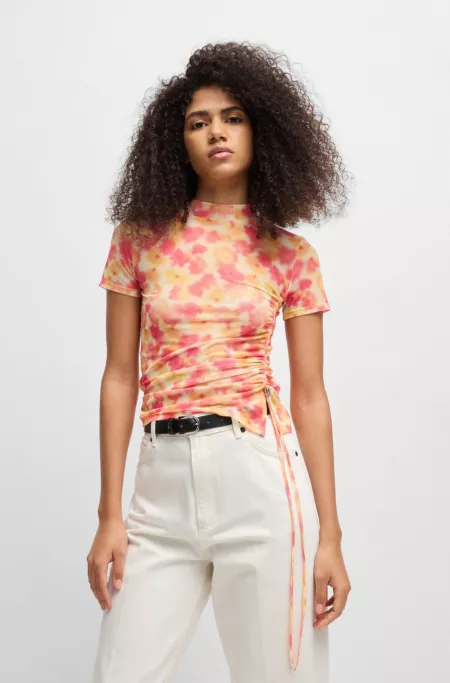 Printed-mesh top with gathered side