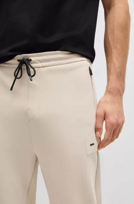 Stretch-cotton-blend tracksuit bottoms with logo patch
