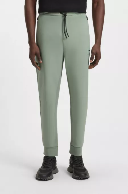 Stretch-cotton-blend tracksuit bottoms with logo patch