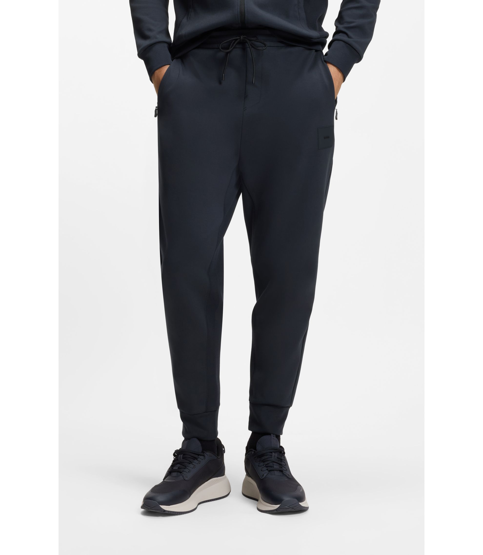 BOSS - Stretch-cotton-blend tracksuit bottoms with logo