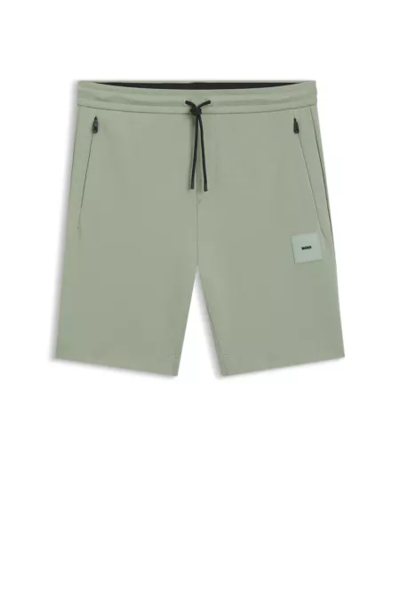 Cotton-blend shorts with logo badge