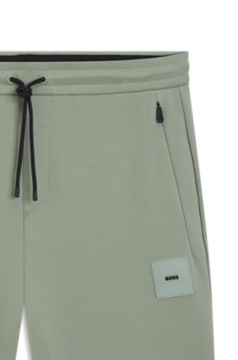 Cotton-blend shorts with logo badge, Light Green