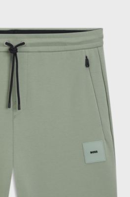 Cotton-blend shorts with logo badge, Light Green