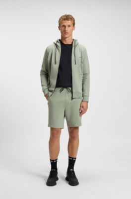 Cotton-blend shorts with logo badge, Light Green