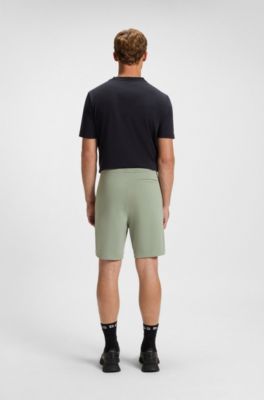 Cotton-blend shorts with logo badge, Light Green