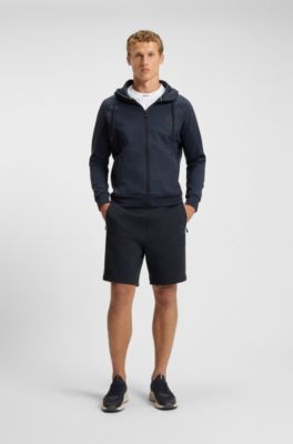 Cotton-blend shorts with logo badge, Dark Blue