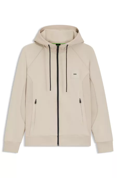Cotton-blend zip-up hoodie with logo patch