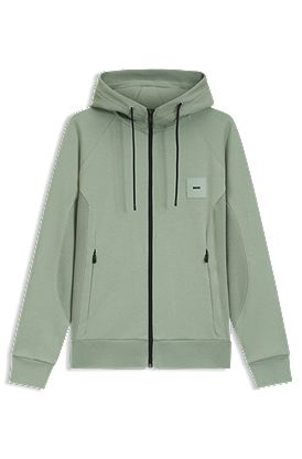 Cotton-blend zip-up hoodie with logo patch