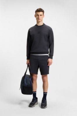 Cotton-blend sweatshirt with stretch, Dark Blue